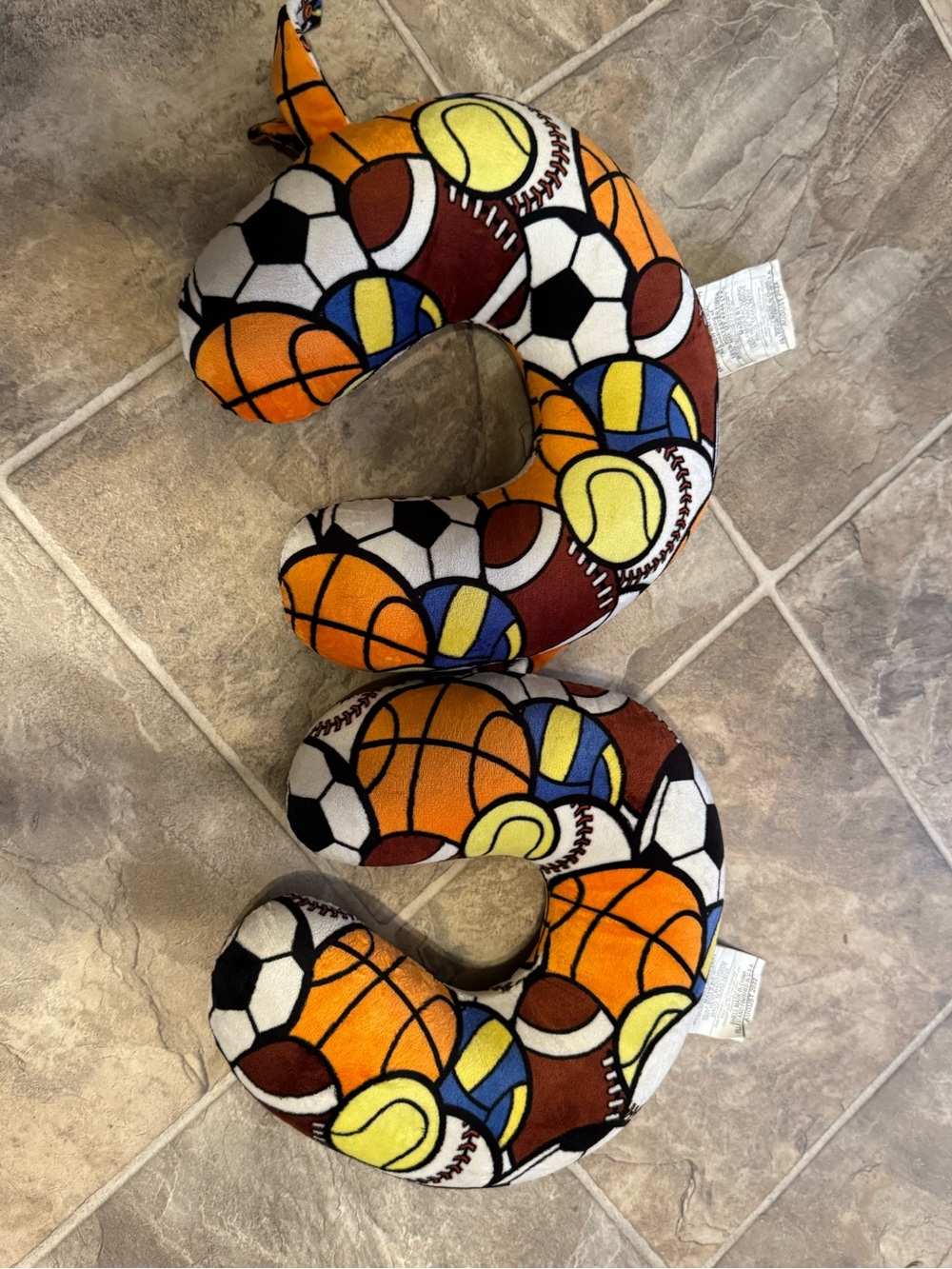 Sports Pattern Orange Neck Pillow - Unbranded